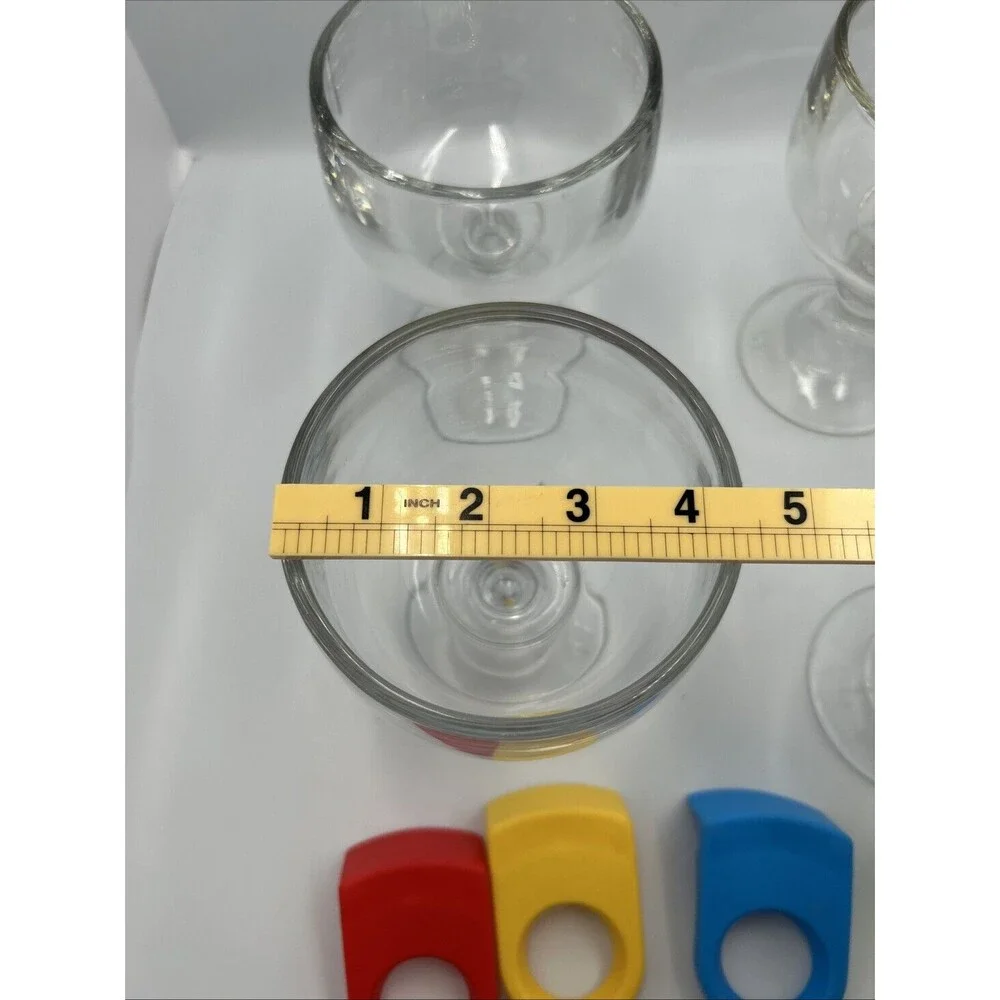 CHEFCAPTAIN Extra Large Heavy Goblet Margarita Glasses Set of 4 w/Clips NIB
